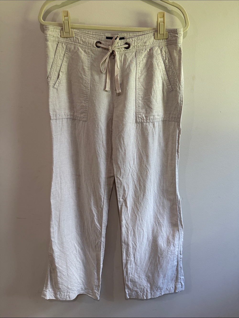 Banana Republic Neutral Beige Drawstring Linen-Blend Trousers